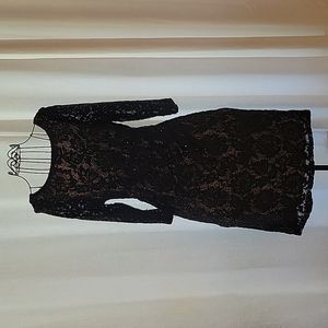 Sz 10 black lace sequin cocktail dress
